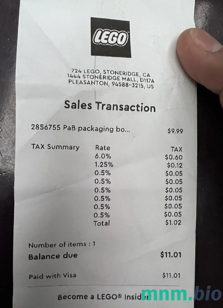 Lego Store przykładowy czek płatniczy PSD